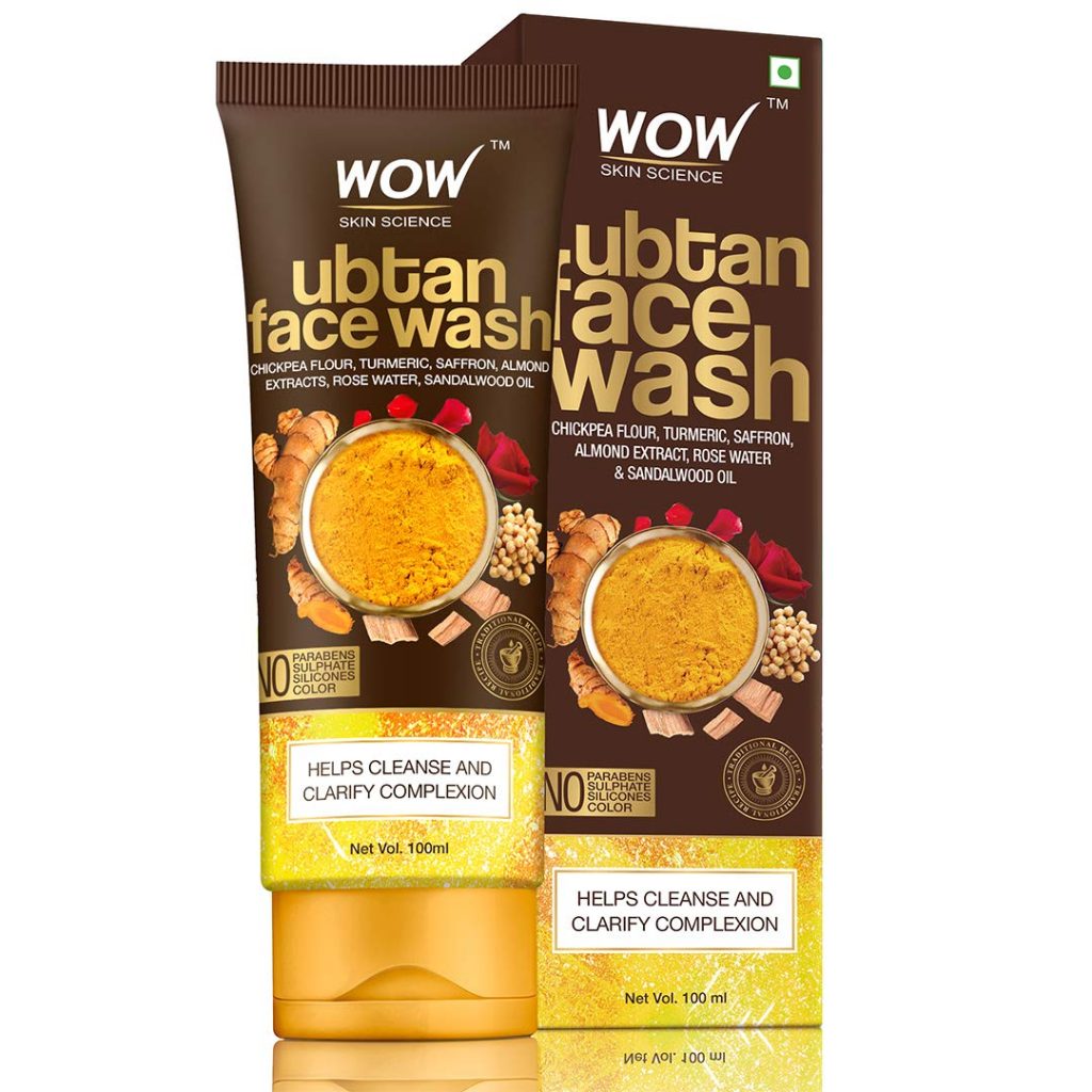 WOW Skin Science Ubtan Face Wash with Chickpea Flour, Turmeric, Saffron, Almond Extract, Rose