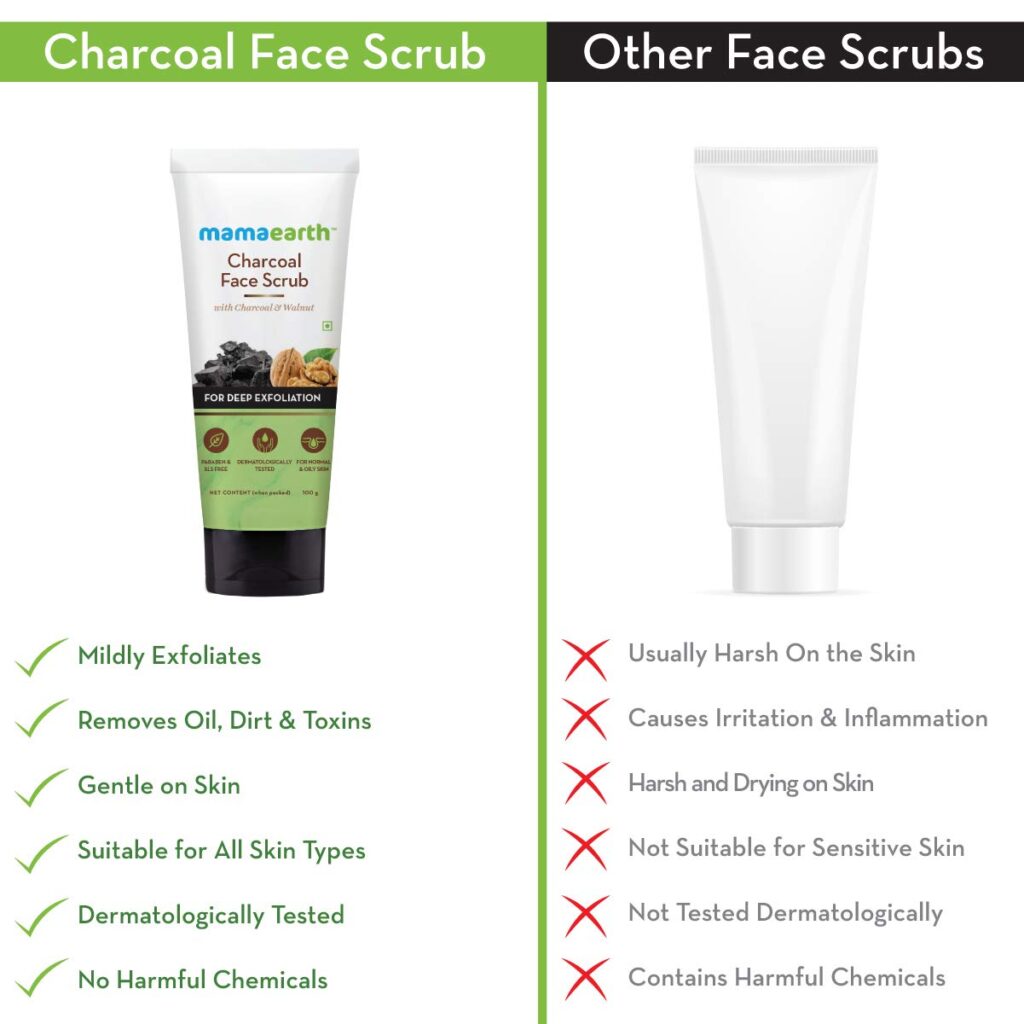 Mamaearth Charcoal Face Scrub For Oily Skin & Normal skin, with