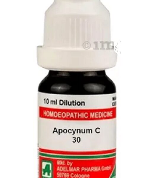 Adel Germany Homeopathic Apocynum C Dilution 10ml for swelling vomiting nausea cough and cold