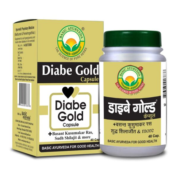 Basic Ayurveda Diabe Gold Capsule 40 Capsules For diabetes, blood and urine sugar levels