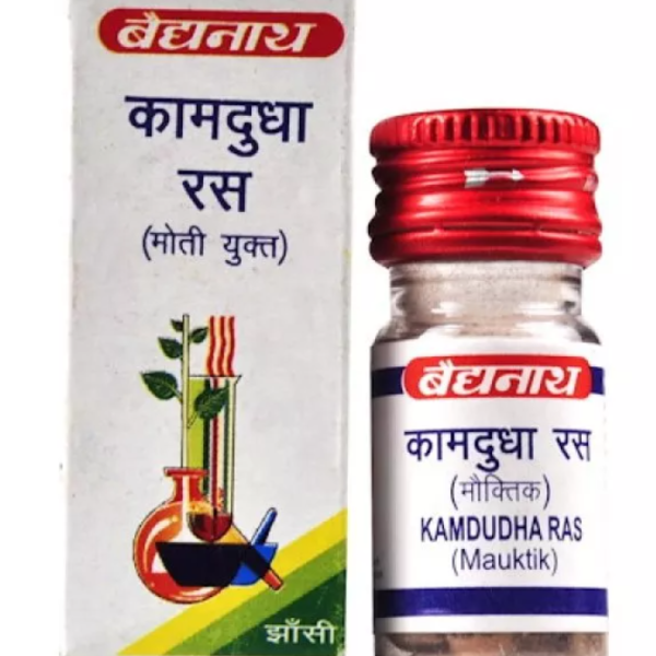 Baidyanath Kamdudha Ras (Moti Yukta) (25tab) For acidity, bloating stomach, flatulence