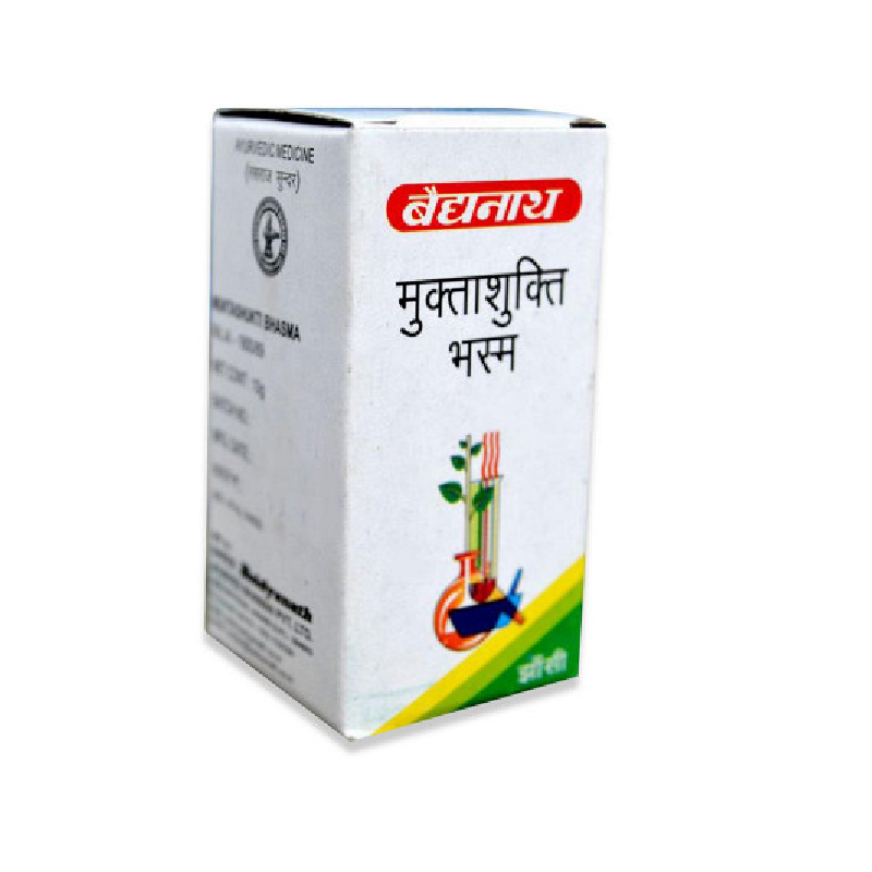 Baidyanath-Mukta-Shukti-Bhasma-10g.png Baidyanath Mukta Shukti Bhasma (10g) for Stress disorders Depression Anxiety - Image 1