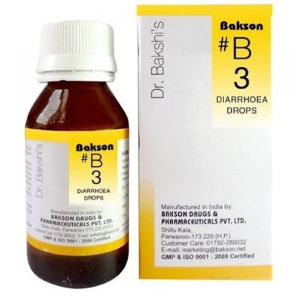 Bakson B3 Diarrhoea Drops (30ml) For Loose motions, Diarhhoea, Colic pain, Nausea, dehydration