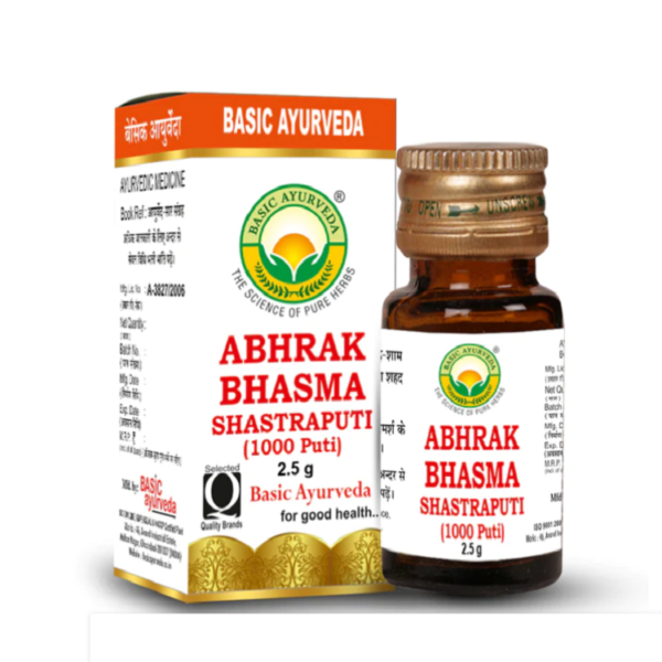 Basic Ayurveda Abhrak Bhasma Shastraputi 2.5g For cough, respiratory problems, energy
