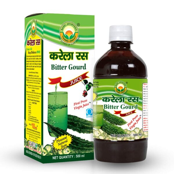 Basic Ayurveda Bitter Gourd Juice 500 ml For Immunity and Digestion, blood sugar levels and bad cholesterol levels.