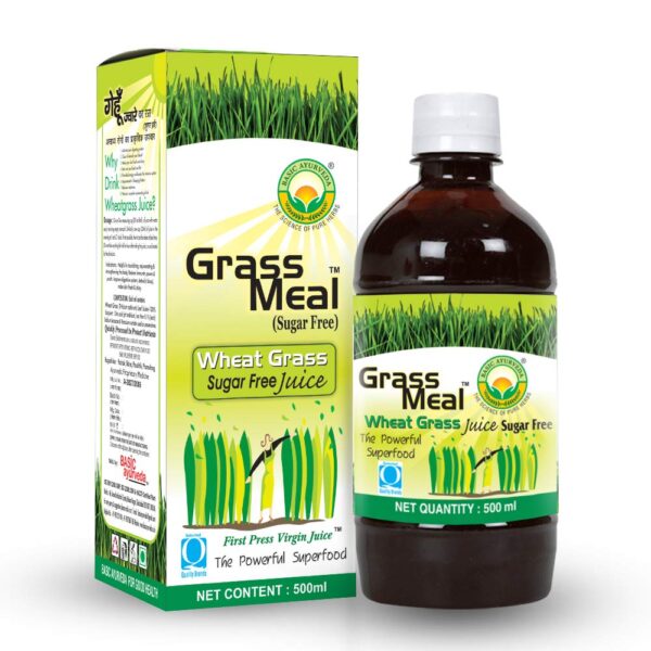 Basic Ayurveda Grass Meal Wheat Grass Juice Sugar Free 500 ml For pH balance, digestion, liver functions