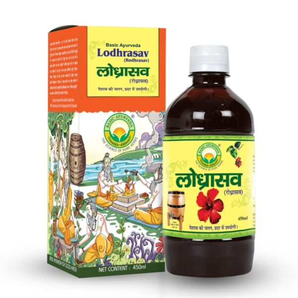 Basic Ayurveda Lodhrasava 450 ml For gynecological ailments, obesity and anemia, constipation