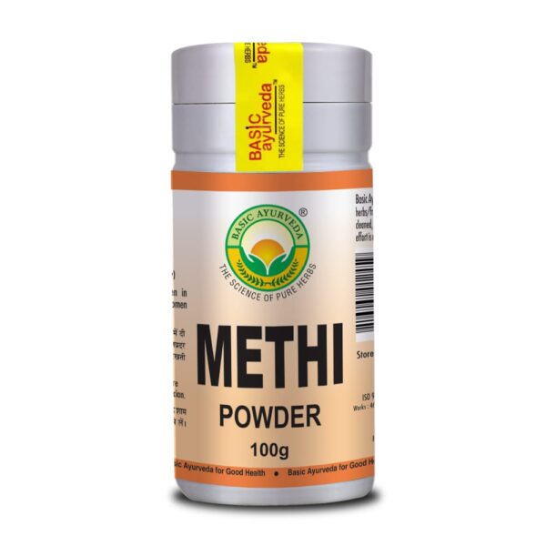 Basic Ayurveda Methi Powder 100g For menstrual cramps and discomfort, hormonal imbalance, cholesterol levels