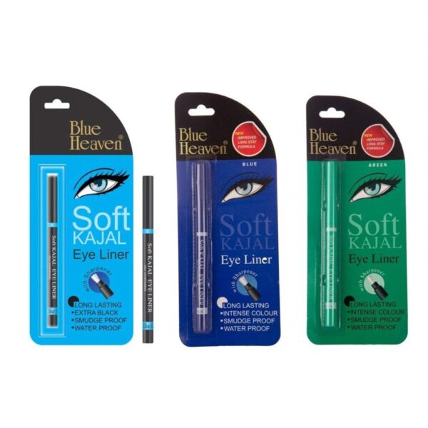 Blue Heaven Combo Of 3 Pcs Soft Kajal (Black), Soft Kajal (Blue) & Soft Kajal (Green) Matte Finish
