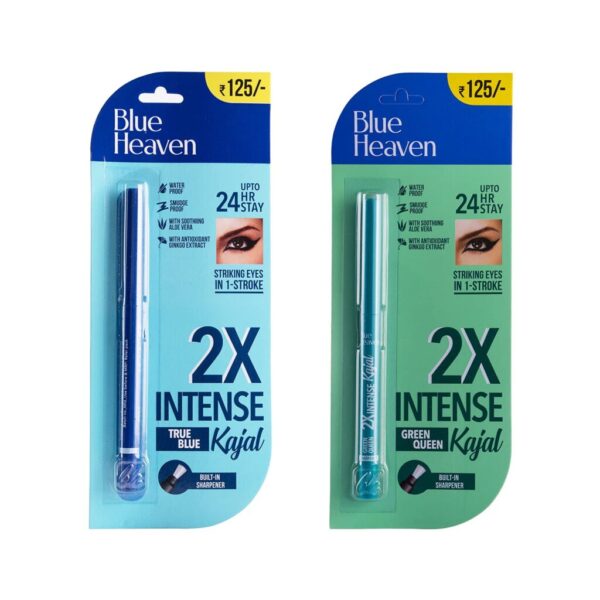 Blue Heaven Combo Of Soft Kajal (Blue) & Soft Kajal (Green), Matte Finish