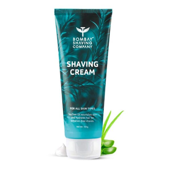 Bombay Shaving Company Shaving Cream - 100 g with Tea Tree oil, Aloe Vera and Menthol Extracts