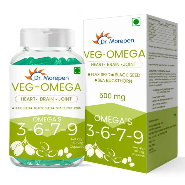 DR. MOREPEN Omega 3 6 7 9 (60 Veg Capsules) For heart and brain function, bones and joint strength
