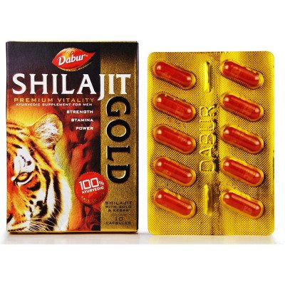 Dabur Ayurvedic Shilajeet Gold (10caps) for Cures chronic respiratory diseases, cough, and cold