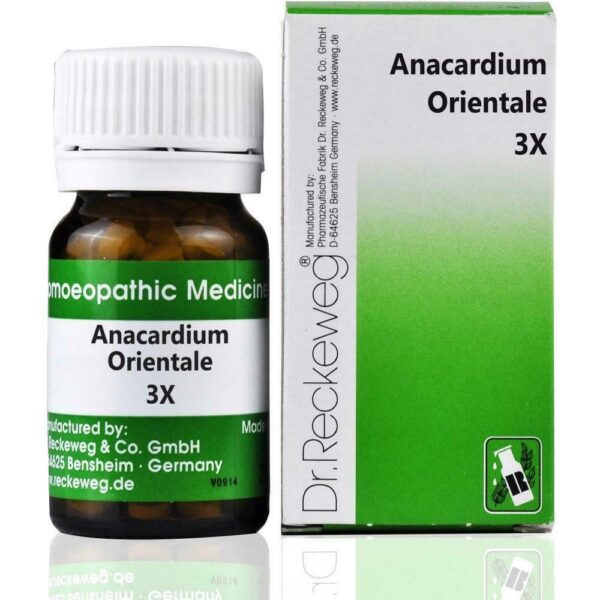 Dr Reckeweg Anacardium Orientale 3x (20g) Tablets for Indigestion Acidity Gas Arthritis Headache Migraine