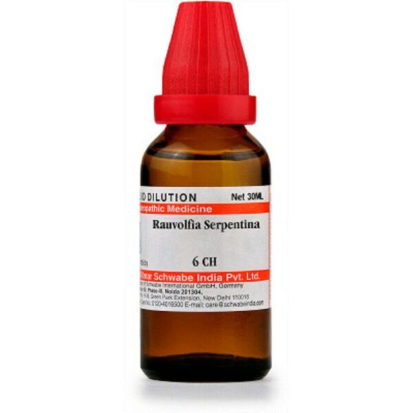 Dr Willmar Schwabe India Homoeopathic Rauvolfia Serpentina Dilution 30ml for high blood pressure menstrual pain