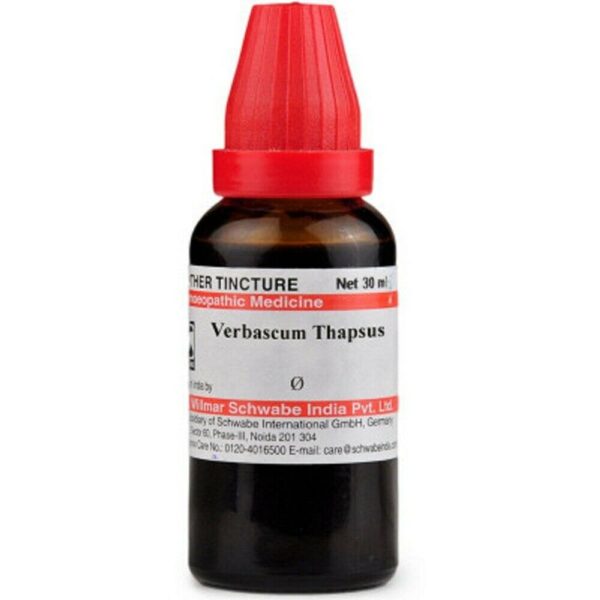 Dr Willmar Schwabe India Homoeopathic Verbascum Thapsus 1X (Q) 30ml for Piles Cough Constipation