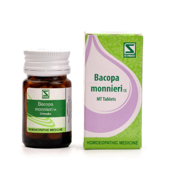 Dr Willmar Schwabe India Homoeopathic Bacopa Monnieri 1X MT Tablets (Brahmi) (20g) for Improve Memory anxiety