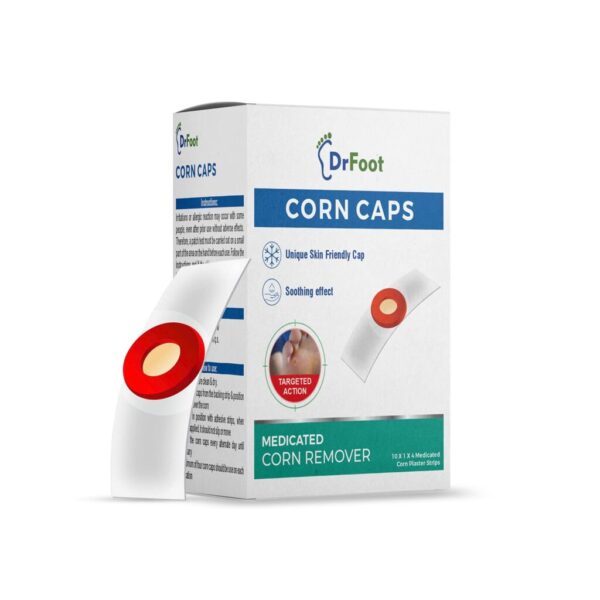 Dr foot Corn Caps 40 Strips Medicated Plaster Bandage Skin Friendly Cap |Soothing Effect, Helps for Fast, Effective and Easy to Deep Foot Corn Remover