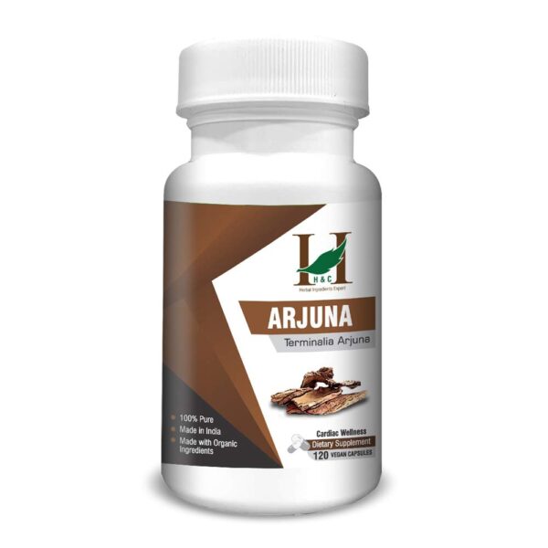 H&C Herbal Ingredients Expert Arjuna 120 Capsules - 450mg For Cardiac Wellness