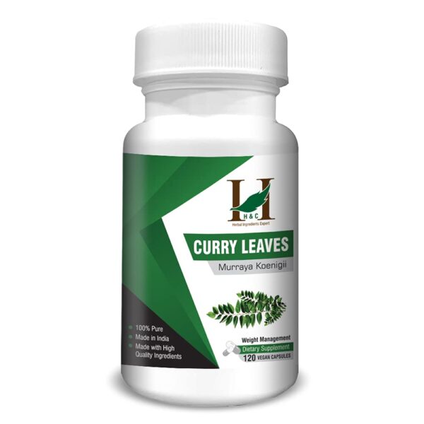 H&C Herbal Ingredients Curry Leaves/Kaddi patta Veg Capsules 120 (450 mg) For Weight Management