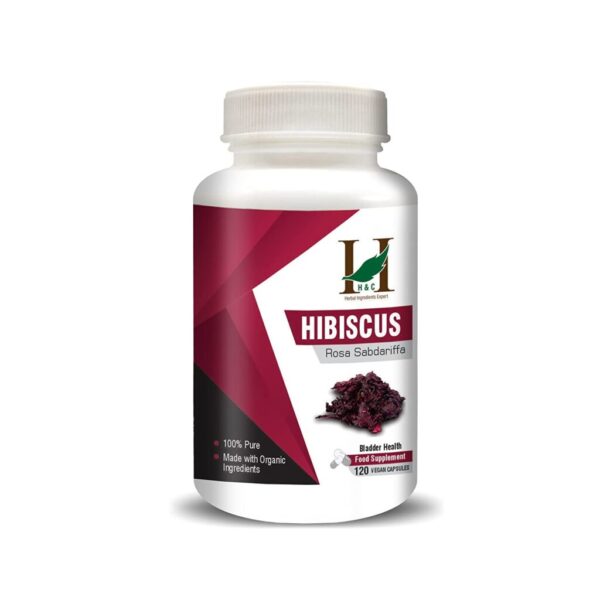H&C Herbal Ingredients Hibiscus 120 Capsules (450mg Each) | for Dietary Supplements, Detoxification, Cardiac Health