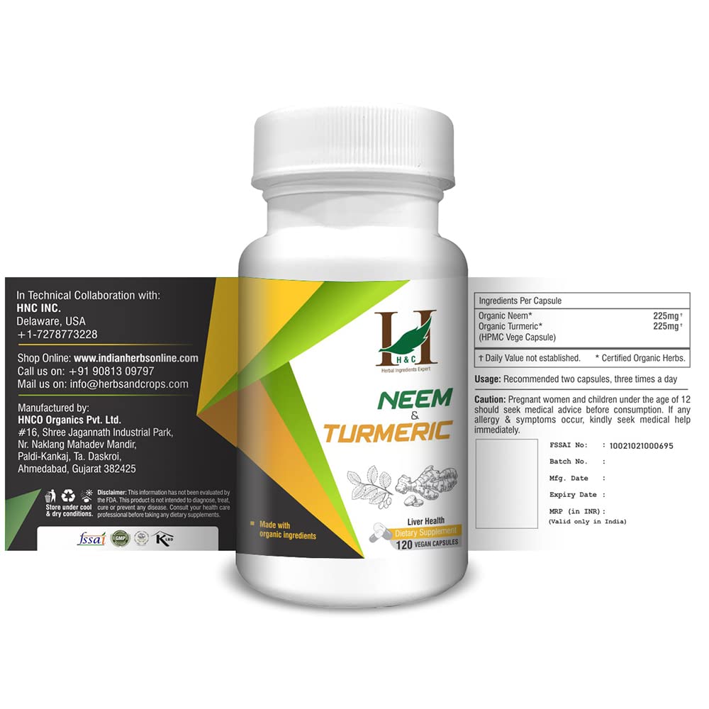 HC-Herbal-Ingredients-Expert-Neem-Turmeric-Powder-in-Veg-Capsules-4.jpg H&C Herbal Ingredients Expert Neem & Turmeric Powder in Veg Capsules 120 (450 mg) For Energy Levels - Image 4