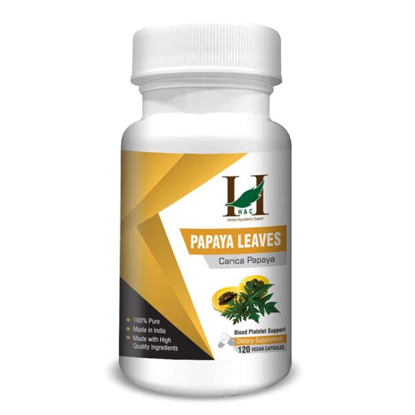 H&C Herbal Ingredients Expert Papaya Leaves/Carica Papaya Veg Capsules 120 (450 mg) For Immunity