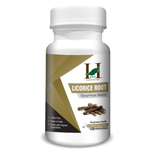 H&C Herbal Ingredients Expert Licorice Veg Capsules 120 (450 mg) For Respiratory Health
