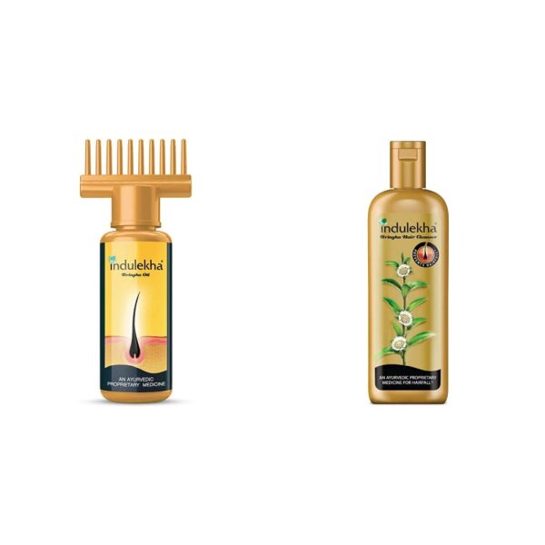 Indulekha Bhringa Hair Oil, 100ml And Indulekha Bringha Hair Anti-Hair Fall Shampoo, 100ml For Hair Fall, Hair Care