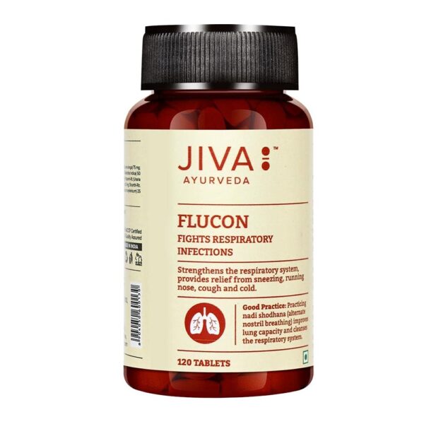 Jiva Ayurveda Flucon 120 Tablets For cold and cough, strength, low immunity, nasal congestion
