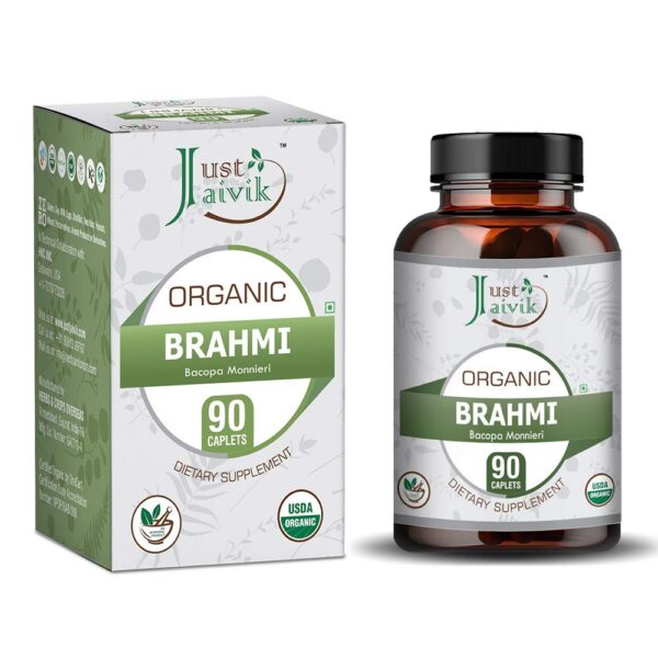 Just Jaivik Organic Brahmi Tablets 750mg 90-Tablets For memory, concentration, nervous system