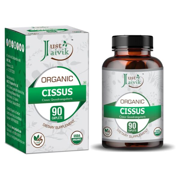 Just Jaivik Organic Cissus / Hadjod Tablets - 750mg (90 Tablets) For bone health, weight management, joint health