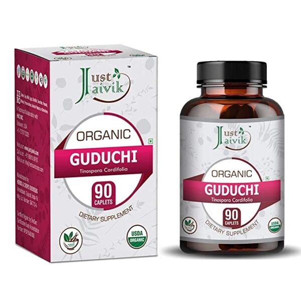 Just Jaivik Organic Guduchi Tablets 750mg 90 Tablets For healthy immune system, vitality, overall health