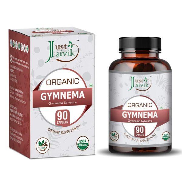 Just Jaivik Organic Gymnema Tablets - 750mg (90 Tablets) For Healthy Blood Sugar Levels and Diabetes