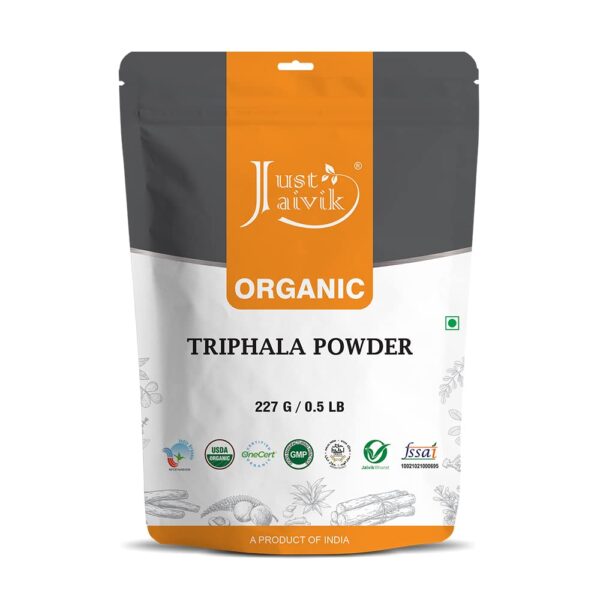 Just Jaivik Organic Triphala Churna Powder 227g For Gastro Intestinal Health Wellness