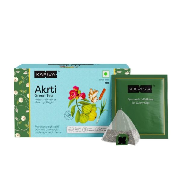 Kapiva Akrti – Weight Management Green Tea 20 Tea Bags for healthy weight lower cholesterol