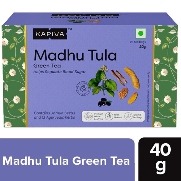 Kapiva Madhu Tula Blood Sugar Control Green Tea 20 Tea Bags for blood sugar levels