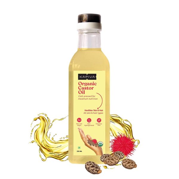 Kapiva Organic Castor Oil 250 ml for moisturizes the hair, boost skin health, improving hair growth