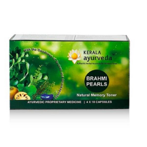 KERALA Ayurveda Brahmi Pearls 40 Capsules for Boosts memory, reduces stress and anxiety, boosts immunity