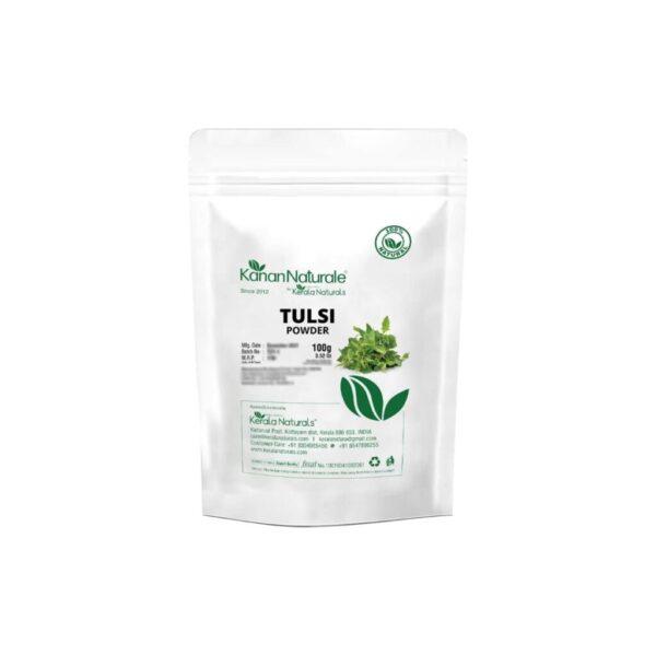 Kerala Naturals Organic Tulsi Powder (100g) For High temperature, Respiratory problems, Cough, Cold and Sore throat