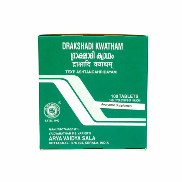 Kottakkal Ayurveda Drakshadi Kwatham 100 Tablet For Fever, Vomiting, Vertigo, Burning Sensation