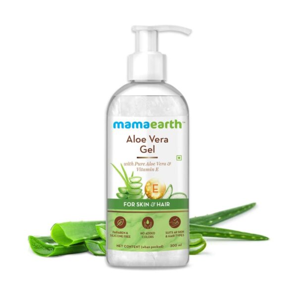 Mamaearth Aloe Vera Gel For Face, with Pure Aloe Vera & Vitamin E for Skin and Hair - 300ml