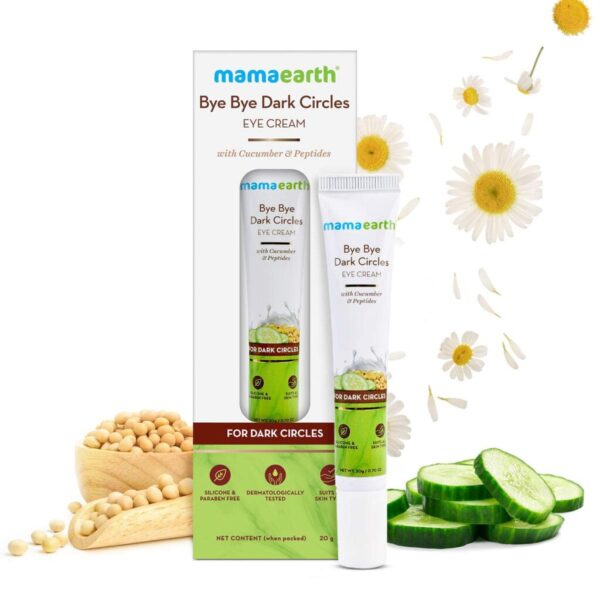 Mamaearth Bye Bye Dark Circles, Under Eye Cream for Dark Circles, with Cucumber & Peptides - 20ml