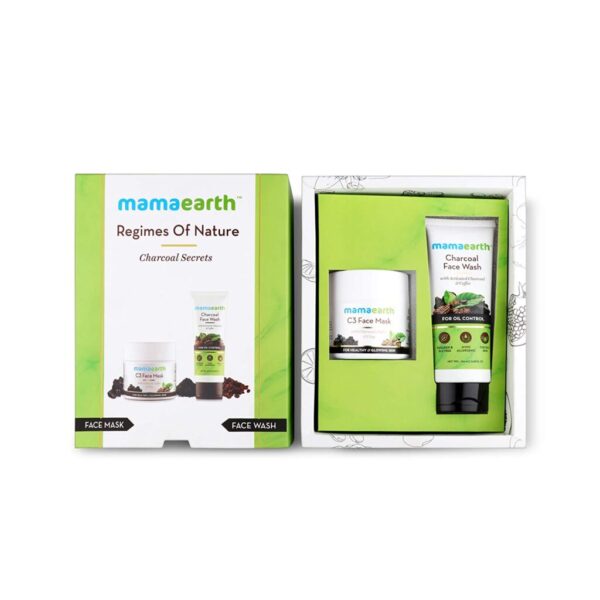 Mamaearth Charcoal Secrets C3 Face Mask, 100ml + Charcoal Facewash, 100ml with charcoal & coffee
