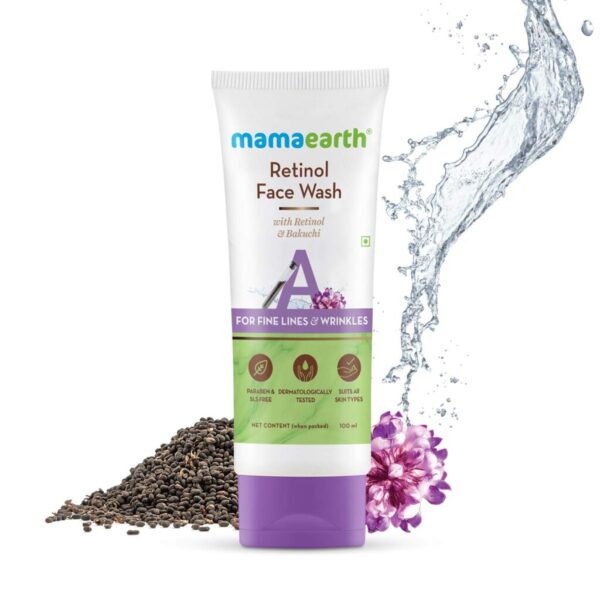 Mamaearth Retinol Face Wash with Retinol & Bakuchi for Fine Lines and Wrinkles – 100 ml