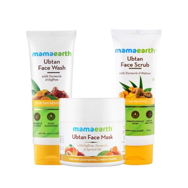 Mamaearth Tan Removal Regimen (Ubtan face Wash, Ubtan Face Mask & Ubtan Face Scrub Combo)