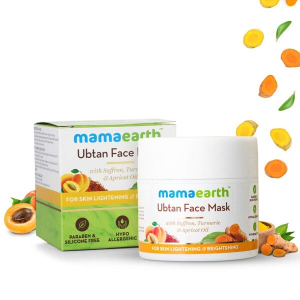 Mamaearth Ubtan Face Pack Mask for Fairness, Tanning & Glowing Skin with Saffron, Turmeric & Apricot Oil, 100 ml