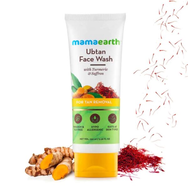 Mamaearth Ubtan Natural Face Wash for All Skin Type with Turmeric & Saffron for Tan removal and Skin brightning 100 ml