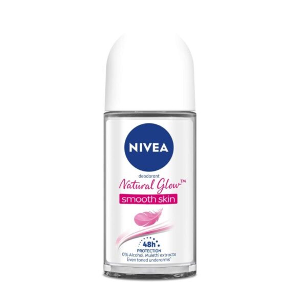 NIVEA Natural Glow Smooth Skin Deodorant Roll On 50ml For Women, Whitening Smooth Skin