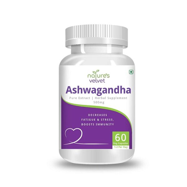 Natures Velvet Ashwagandha Tablets 60 Capsules For Immunity Support and Stress Relief